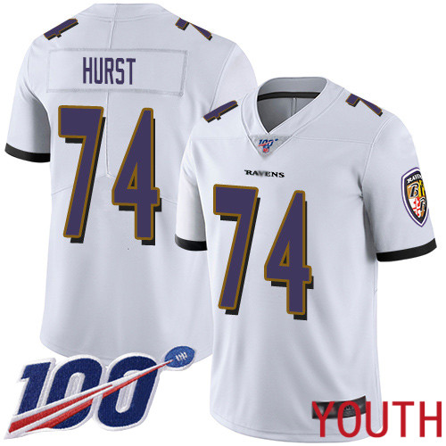 Baltimore Ravens Limited White Youth James Hurst Road Jersey NFL Football #74 100th Season Vapor Untouchable->youth nfl jersey->Youth Jersey